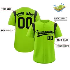 Neon Green Black Full Button Classic Baseball Jersey 2
