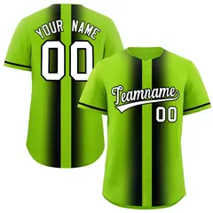 Neon Green Black Gradient Lapel Fashion Baseball Jersey 1