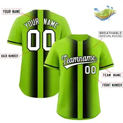 Neon Green Black Gradient Lapel Fashion Baseball Jersey 2