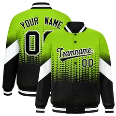 Neon Green Black Gradient Polka Dot Varsity Letterman Jacket 1