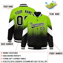 Neon Green Black Gradient Polka Dot Varsity Letterman Jacket 2