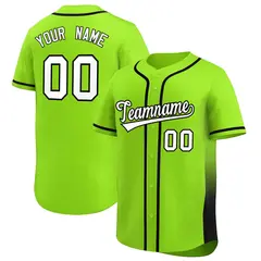 Neon Green Black Gradient Side Authentic Baseball Jersey 1