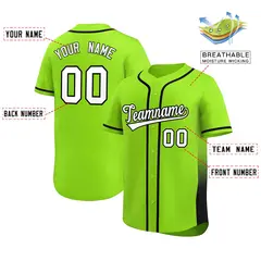 Neon Green Black Gradient Side Authentic Baseball Jersey 2