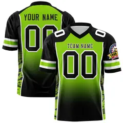 Neon Green Black Gradient Side Pattern Football Jersey 1