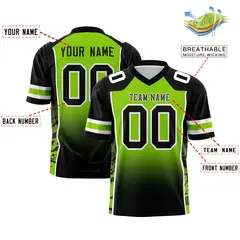 Neon Green Black Gradient Side Pattern Football Jersey 2
