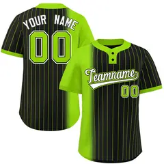 Neon Green Black Gradient Stripe Two-Button Softball Jersey 1