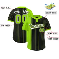 Neon Green Black Gradient Stripe Two-Button Softball Jersey 2