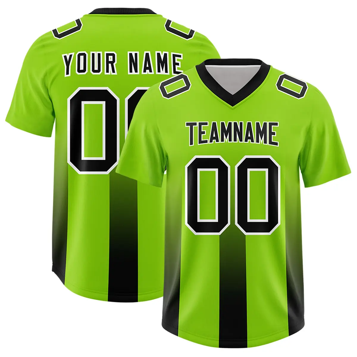 Neon Green Black Gradient Vertical Stripe Football Jersey