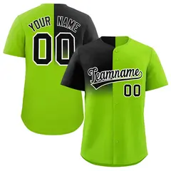 Neon Green Black Half Gradient Authentic Baseball Jersey 1
