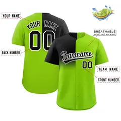 Neon Green Black Half Gradient Authentic Baseball Jersey 2