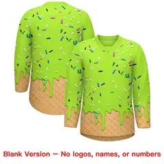 Neon Green Black Ice Cream Pattern V-Neck Hockey Jersey 7