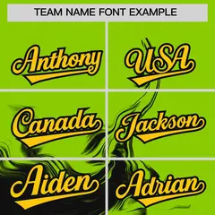 Neon Green Black Ink Pattern Authentic Baseball Jersey 3