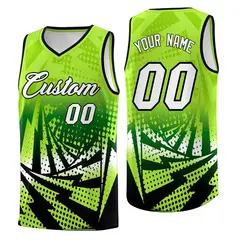 Neon Green Black Lightning Halftone Dot Basketball Jersey 1