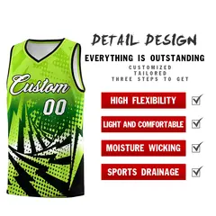 Neon Green Black Lightning Halftone Dot Basketball Jersey 2