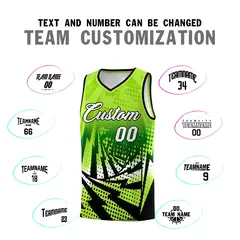 Neon Green Black Lightning Halftone Dot Basketball Jersey 4