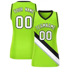 Women's Neon Green Black-Neon Green Slash Mesh Basketball Jersey 1