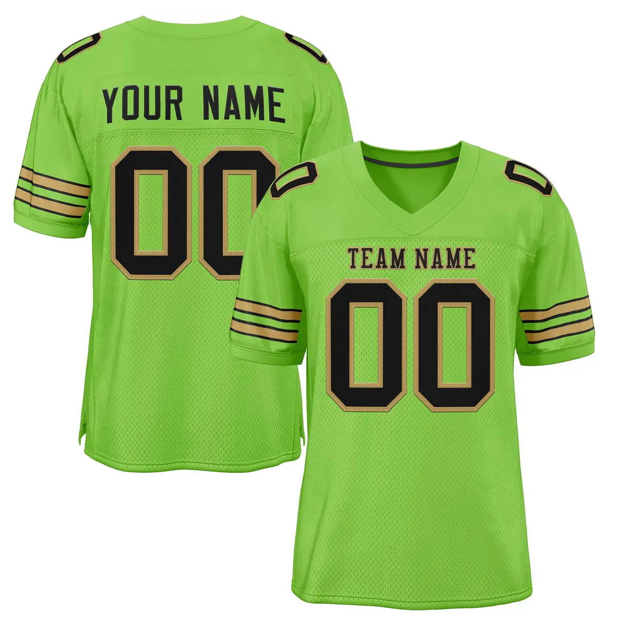 Neon Green Black-Old Gold Classic Style Football Jersey