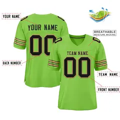 Neon Green Black-Old Gold Classic Style Football Jersey 2