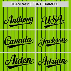 Neon Green Black Pinstripe Two-Tone Baseball Jersey 3