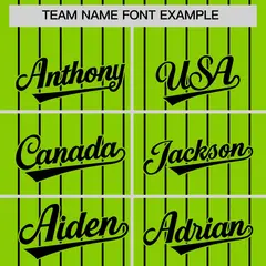 Neon Green Black Pinstripe Two-Tone Baseball Jersey 3