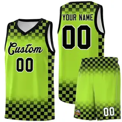Neon Green Black Plaid Basketball Jersey for Teams 1