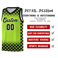 Neon Green Black Plaid Basketball Jersey for Teams 2