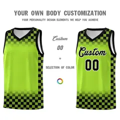 Neon Green Black Plaid Basketball Jersey for Teams 3