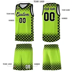 Neon Green Black Plaid Basketball Jersey for Teams 5