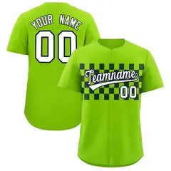 Neon Green Black Plaid Fashion Authentic Baseball Jersey 1