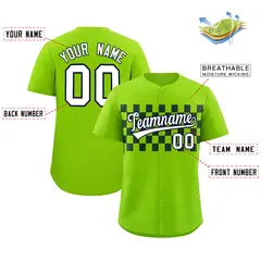 Neon Green Black Plaid Fashion Authentic Baseball Jersey 2