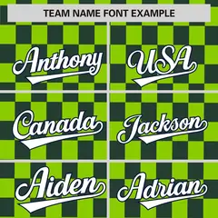 Neon Green Black Plaid Fashion Authentic Baseball Jersey 3