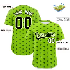 Neon Green Black Polka Dot Graffiti Baseball Jersey 2