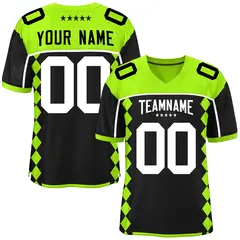 Neon Green Black Raglan Side Blocks Pattern Football Jersey