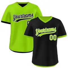 Neon Green Black Reversible Pullover Baseball Jersey 1