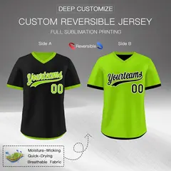 Neon Green Black Reversible Pullover Baseball Jersey 2