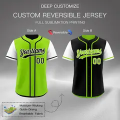 Neon Green Black Reversible Raglan Sleeves Baseball Jersey 2