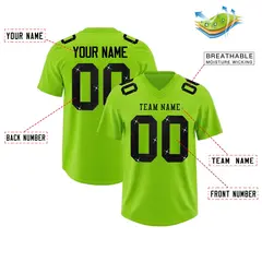 Neon Green Black Sequin Lettering Breathable Football Jersey 2