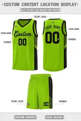 Neon Green Black Side Stripe Sports Basketball Jersey 2