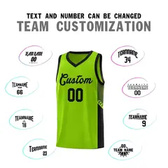 Neon Green Black Side Stripe Sports Basketball Jersey 4