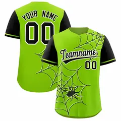 Neon Green Black Spider Web Raglan Sleeves Baseball Jersey 1