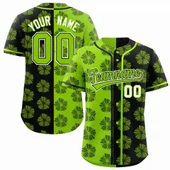 Neon Green Black Split Flower Graffiti Baseball Jersey 1