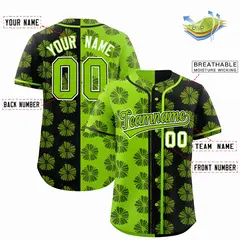 Neon Green Black Split Flower Graffiti Baseball Jersey 2