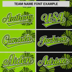 Neon Green Black Split Flower Graffiti Baseball Jersey 3