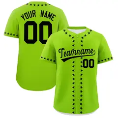 Neon Green Black Star Ribbing Authentic Baseball Jersey 1