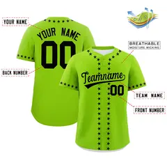 Neon Green Black Star Ribbing Authentic Baseball Jersey 2