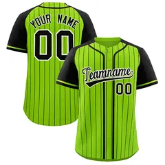 Neon Green Black Stripe Raglan Baseball Jersey 1