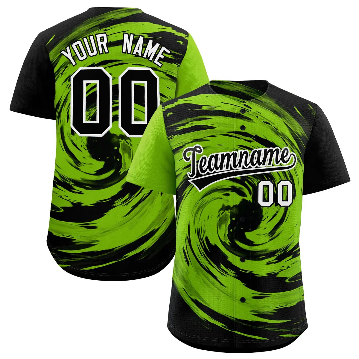 Neon Green Black Swirl Graffiti Baseball Jersey