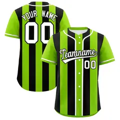 Neon Green Black Thick Stripe Authentic Baseball Jersey