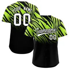 Neon Green Black Tiger Stripe Gradient Baseball Jersey