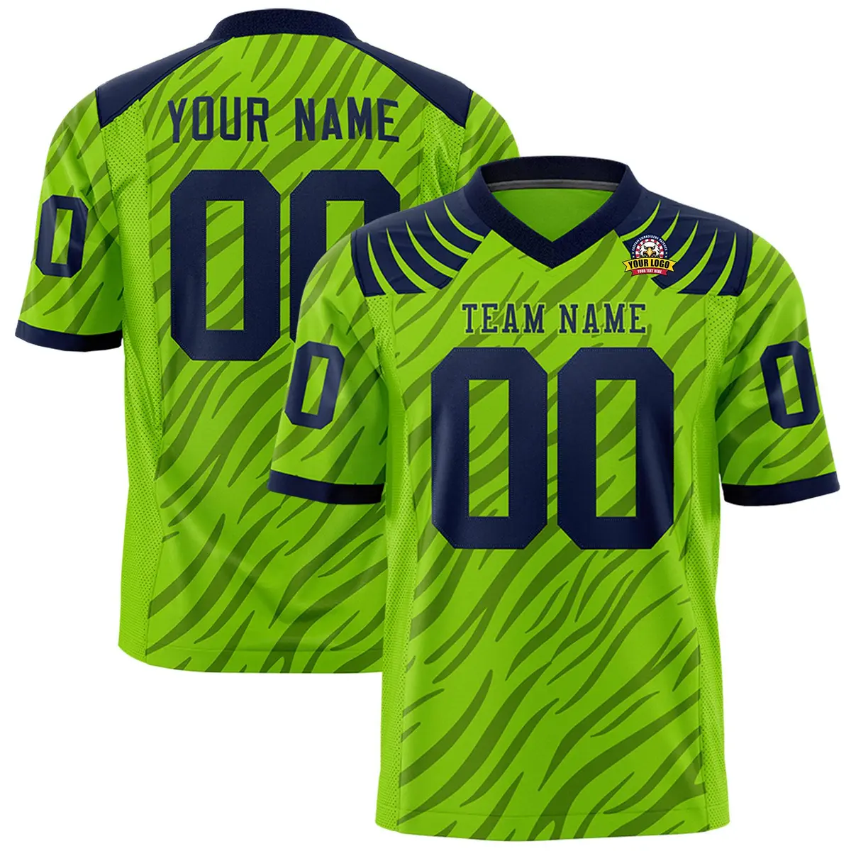 Neon Green Black Tiger Stripe Graffiti Football Jersey